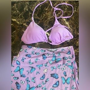 Lavender Purple Swim Suit Top and Bottom Cover